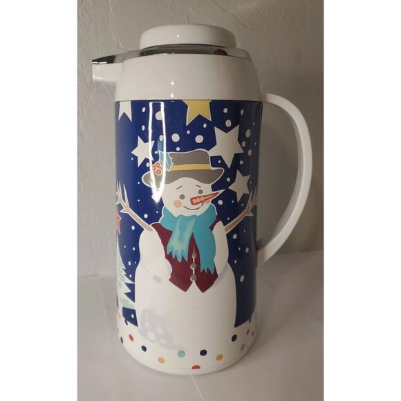 Snowman Thermal Carafe Pitcher Winter Holiday Christmas Party - Picture 3 of 6
